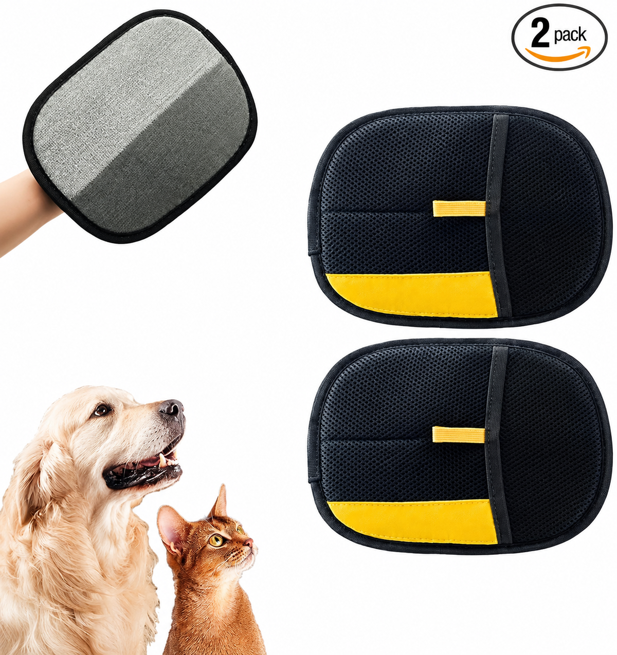Reusable Pet Hair Remover Gloves – Effortlessly Remove Cat & Dog Hair from Furniture, Carpets & Car Seats