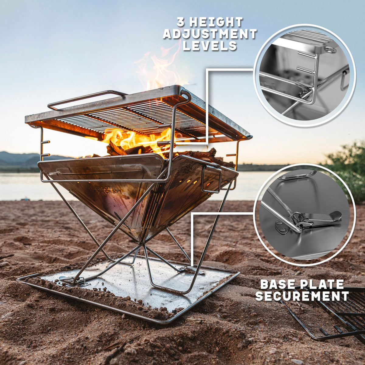 Portable Folding Charcoal Grill – Compact Stainless Steel BBQ for Camping & Backpacking